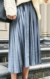 2018 New Autumn And Winter High Waisted Skinny Female Velvet Skirt Pleated Skirts Pleated Skirt Free Shipping