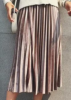 2018 New Autumn And Winter High Waisted Skinny Female Velvet Skirt Pleated Skirts Pleated Skirt Free Shipping