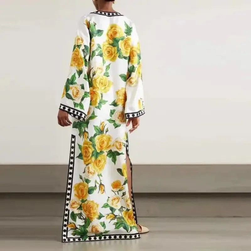2024 Floral Bat Sleeve Maxi Dress