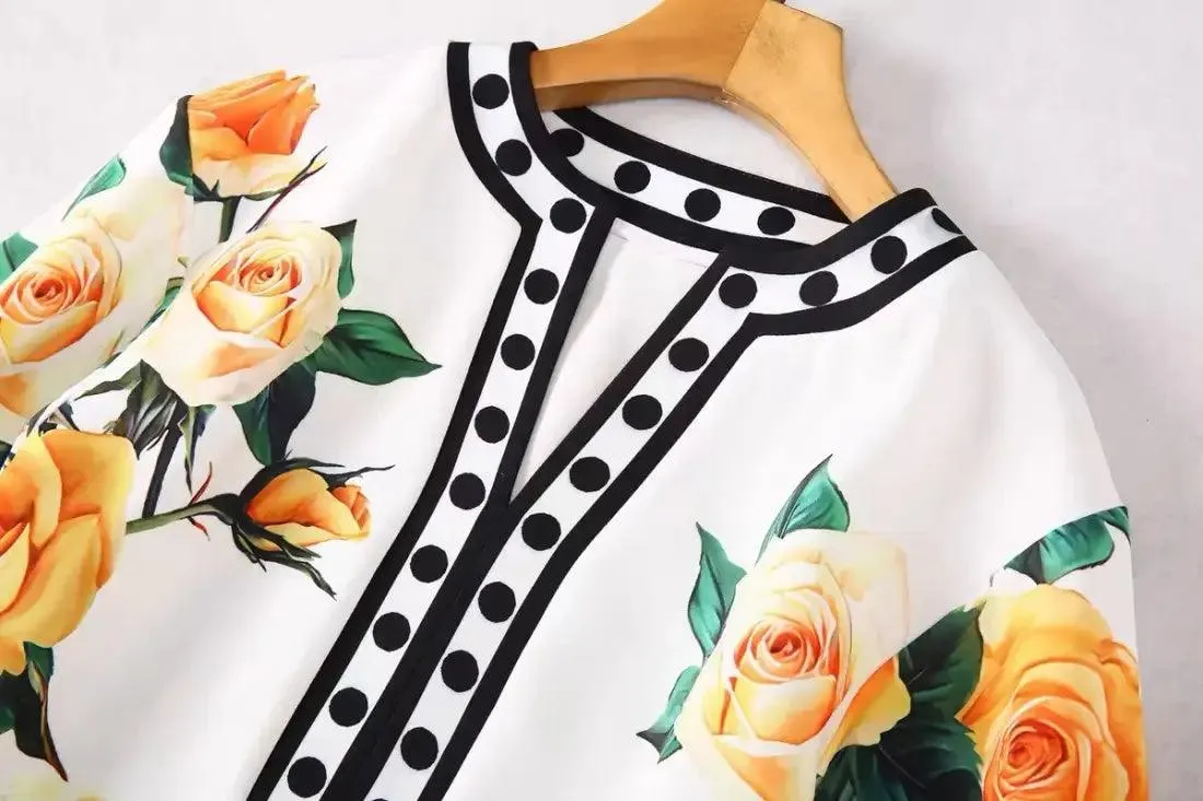 2024 Floral Bat Sleeve Maxi Dress