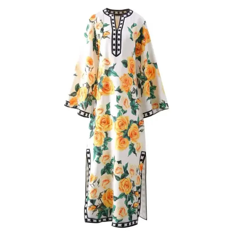 2024 Floral Bat Sleeve Maxi Dress