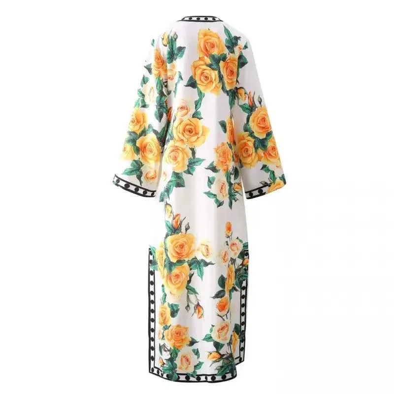 2024 Floral Bat Sleeve Maxi Dress