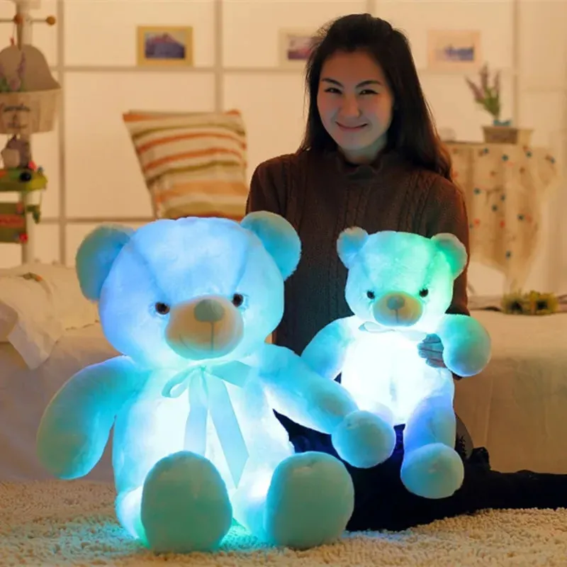 32-75cm Luminous Creative Light Up LED Teddy Bear Stuffed Animal Plush Toy Colorful Glowing Teddy Bear Christmas Gift for Kid
