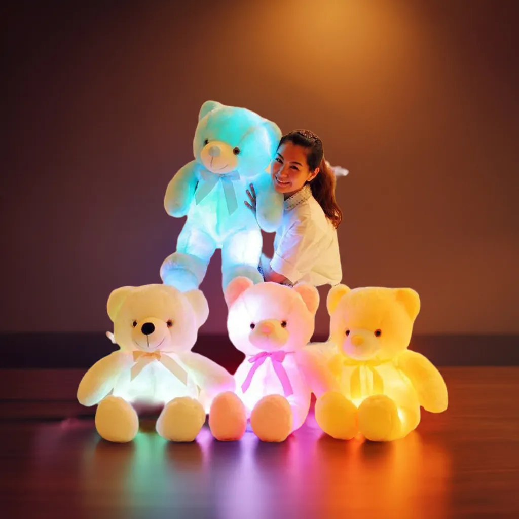 32-75cm Luminous Creative Light Up LED Teddy Bear Stuffed Animal Plush Toy Colorful Glowing Teddy Bear Christmas Gift for Kid