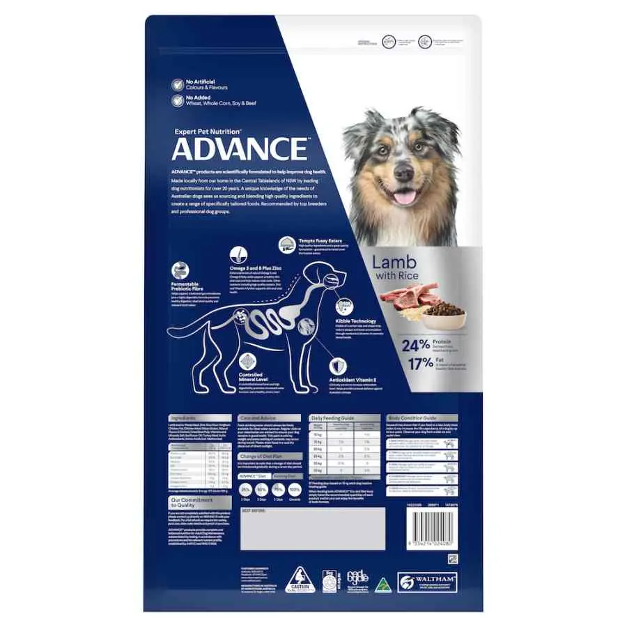 Advance Medium Adult Dry Dog Food Lamb With Rice