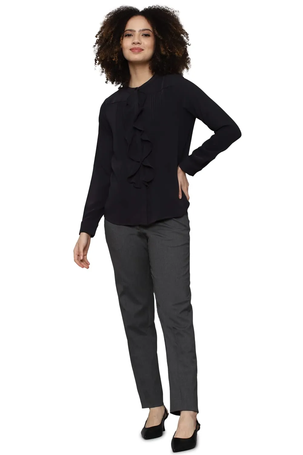 Allen Solly Women's Regular Pants (Grey)
