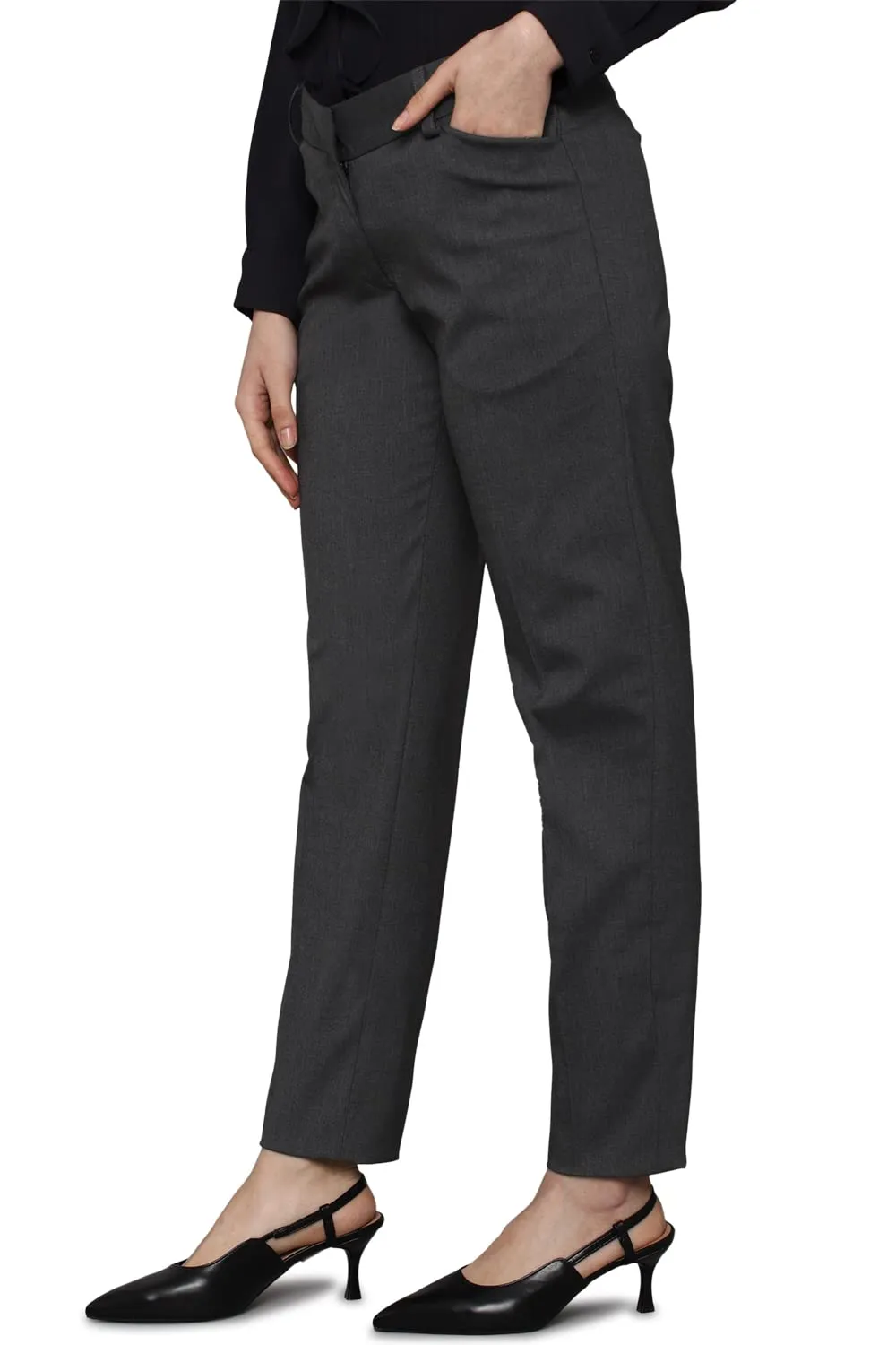 Allen Solly Women's Regular Pants (Grey)