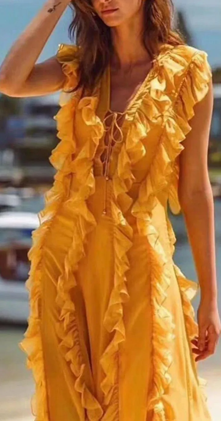 'Ambra' Ruffle Maxi Dress