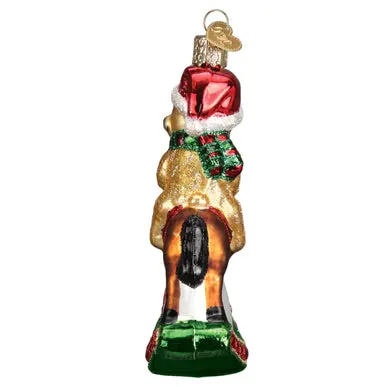 Baby's First Christmas Rocking Horse Teddy Glass Ornament