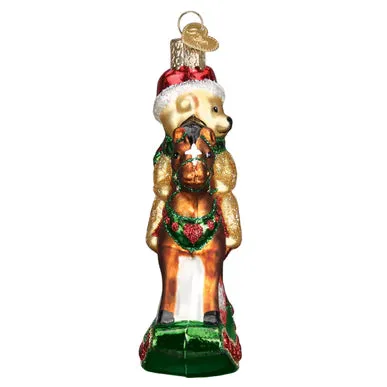 Baby's First Christmas Rocking Horse Teddy Glass Ornament