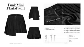 Black - Punk Mini Pleated Skirt -