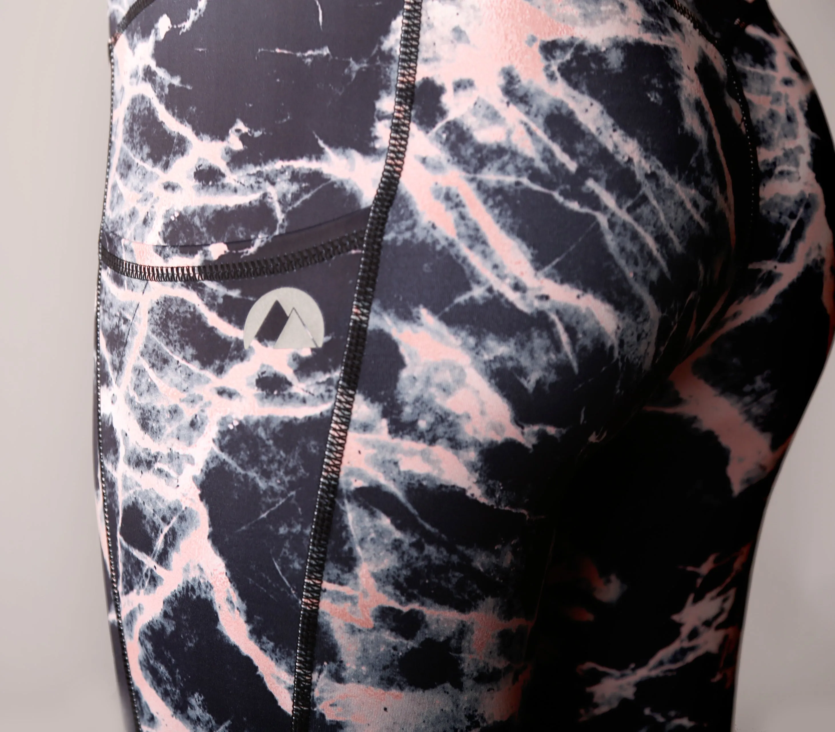 Blush Marble Full Length Running Leggings with pockets