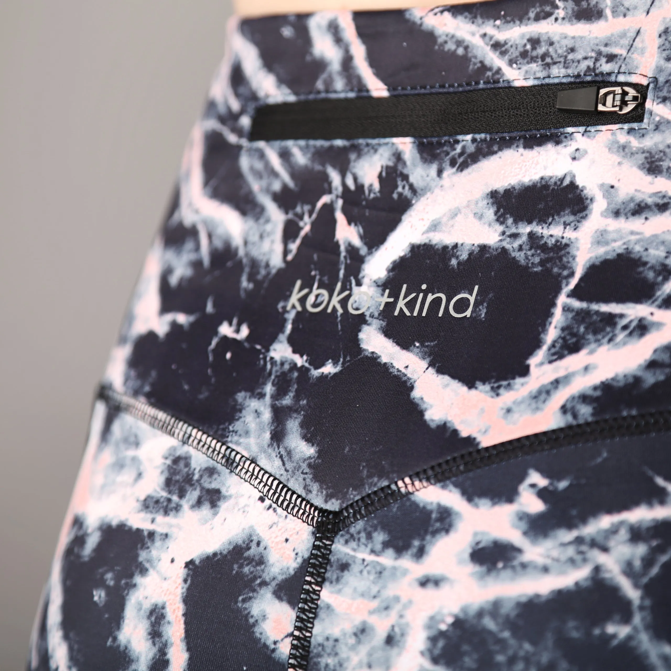 Blush Marble Full Length Running Leggings with pockets