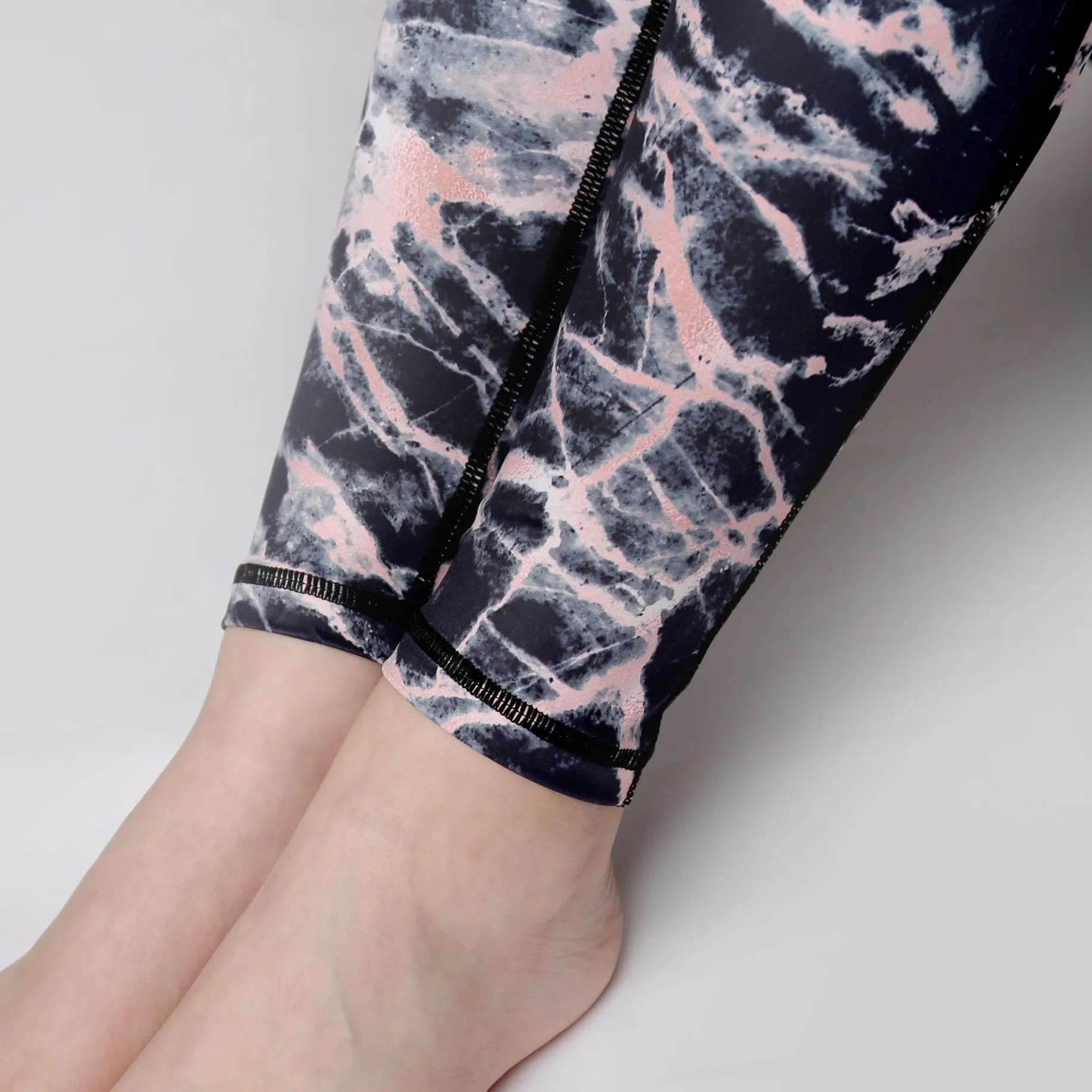 Blush Marble Full Length Running Leggings with pockets