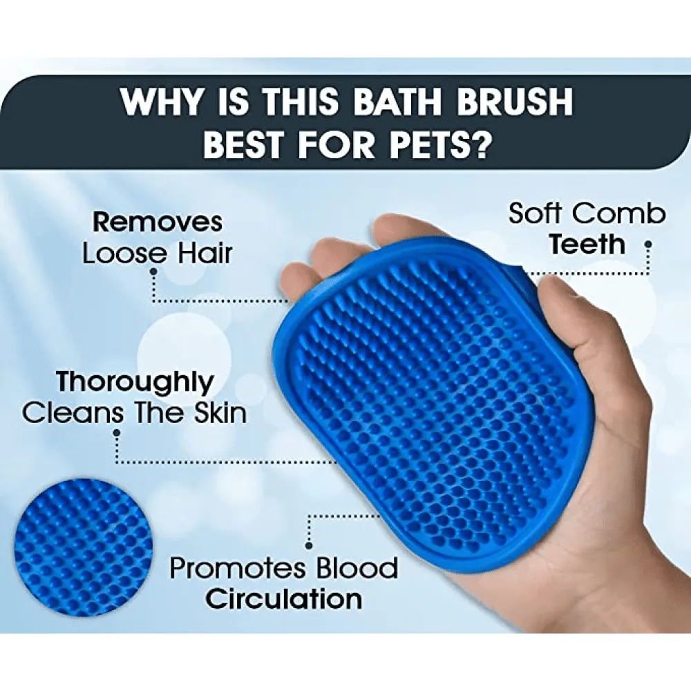 Boltz Bath and Deshedding Brush for Dogs and Cats (Blue)