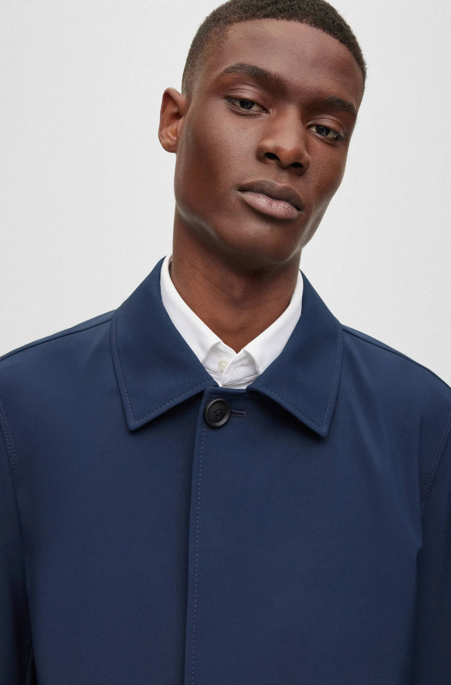 Boss Softcell Stretch Performance Material Water-Repellent Coat - Navy