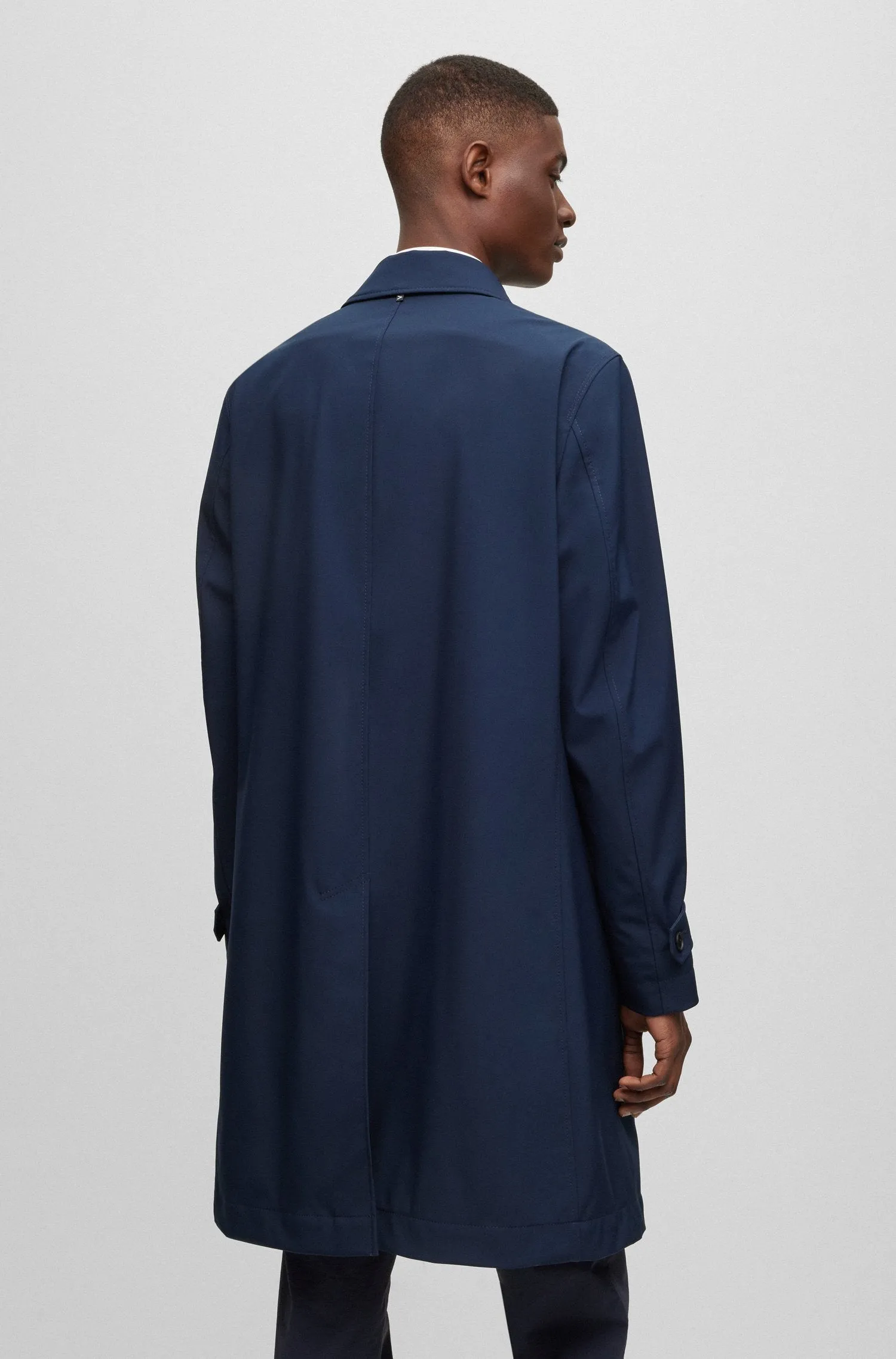 Boss Softcell Stretch Performance Material Water-Repellent Coat - Navy