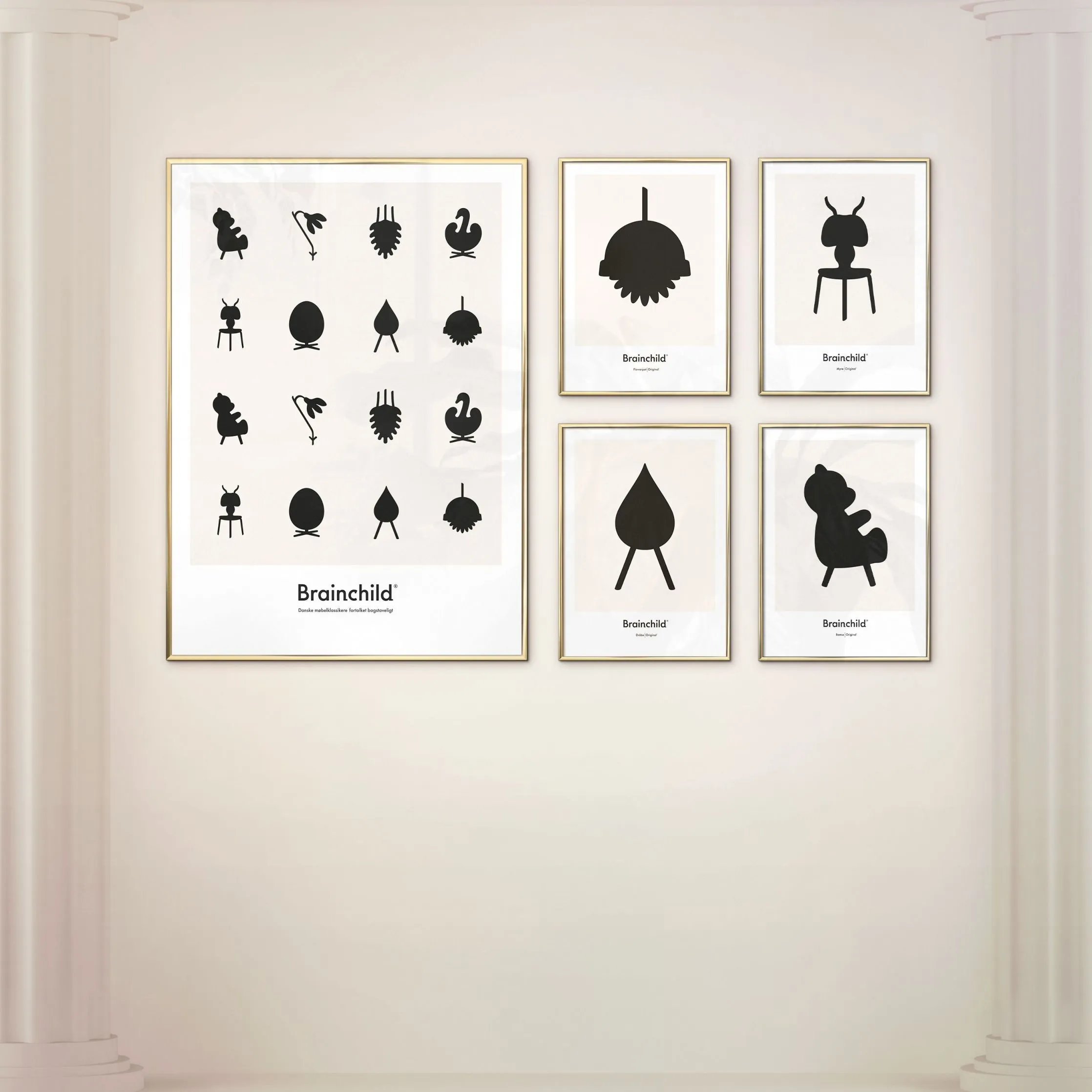 Brainchild Teddy Bear Design Icon Poster, Frame Made Of Light Wood A5, Grey