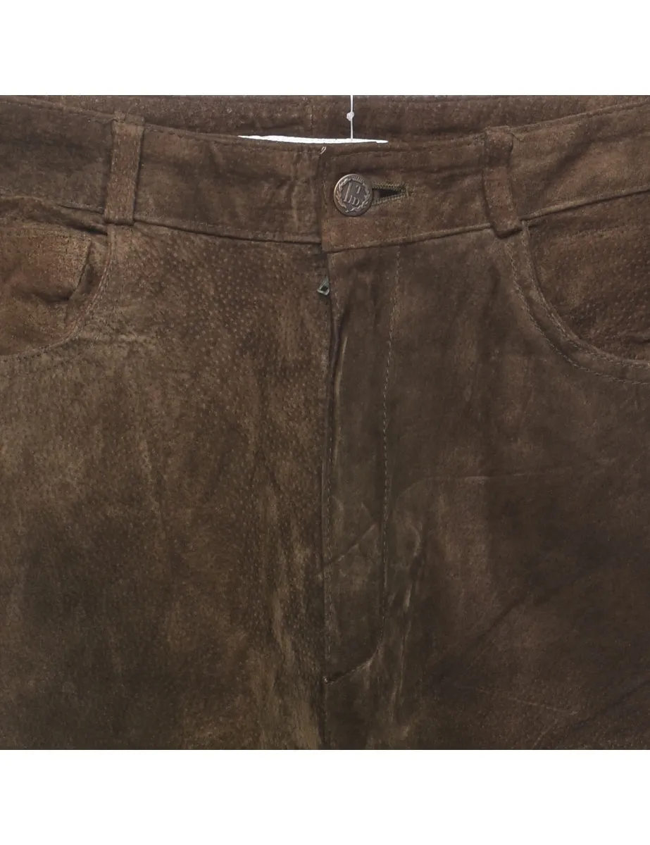 Brown Suede Trousers - W28 L30