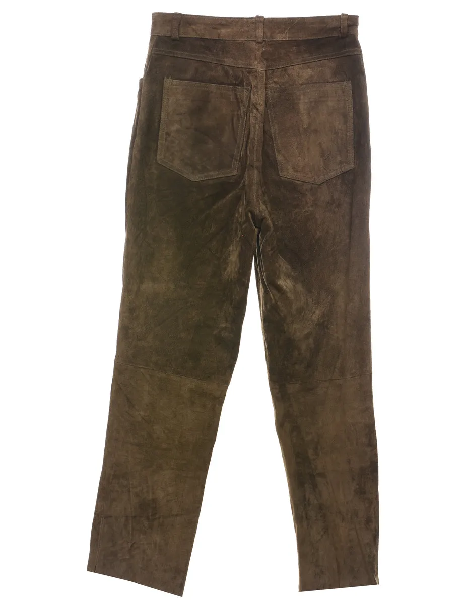 Brown Suede Trousers - W28 L30