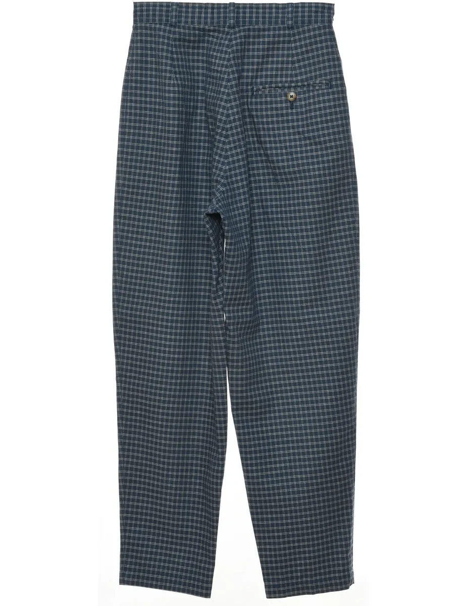 Checked Blue 1990s Trousers - W26 L27