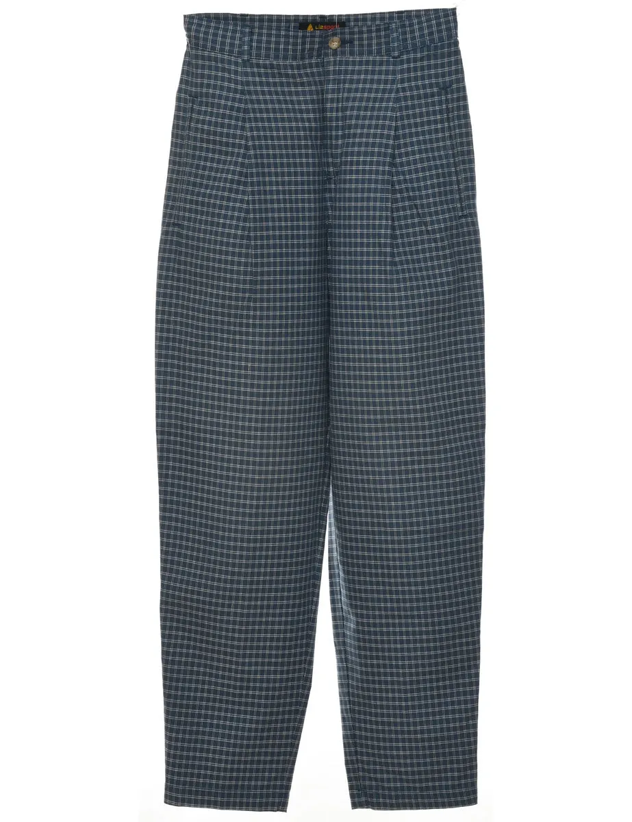 Checked Blue 1990s Trousers - W26 L27