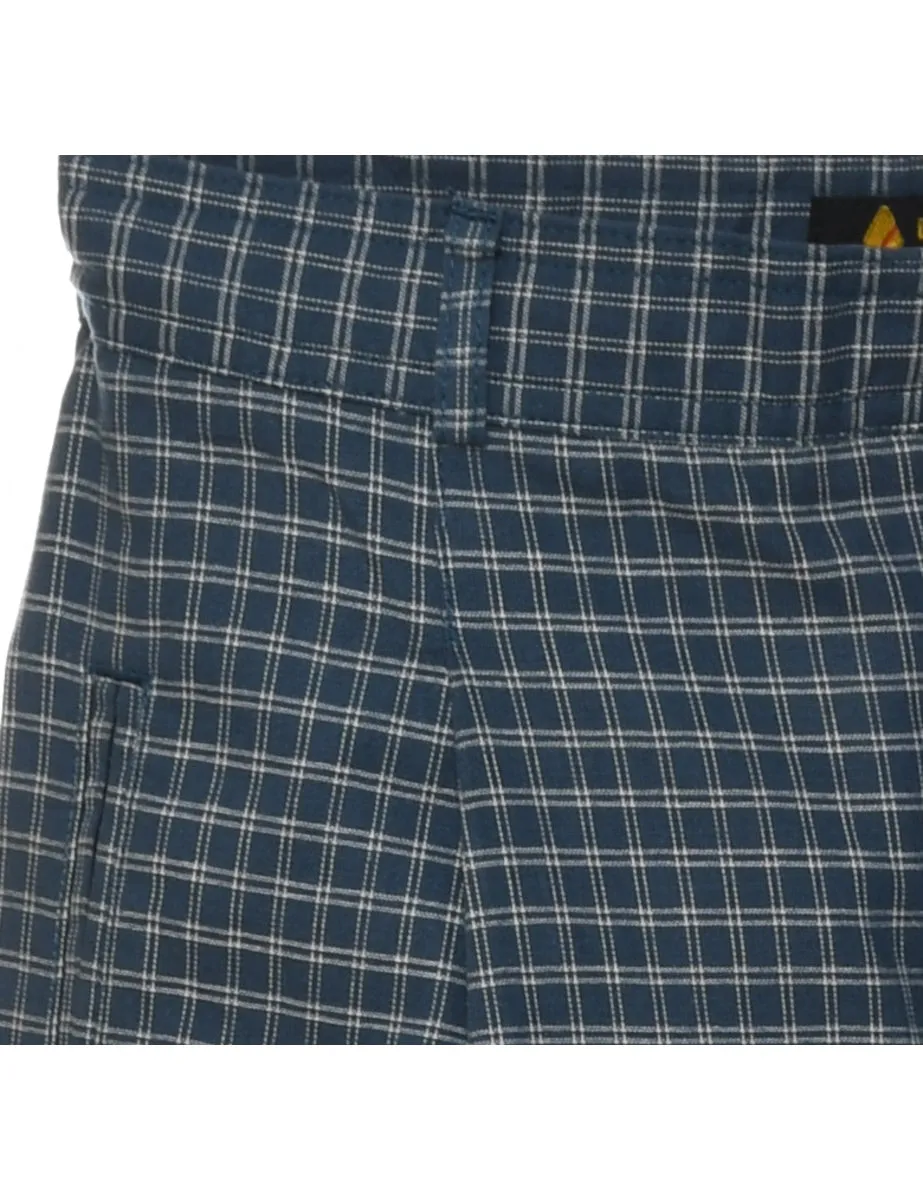 Checked Blue 1990s Trousers - W26 L27