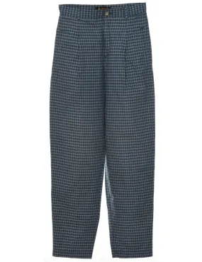 Checked Blue 1990s Trousers - W26 L27