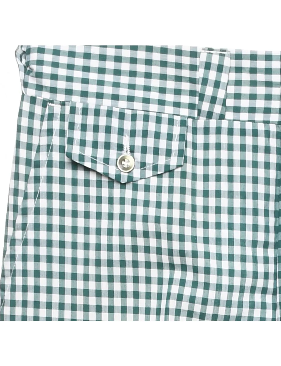 Checked Pattern Green & White Trousers - W32 L30