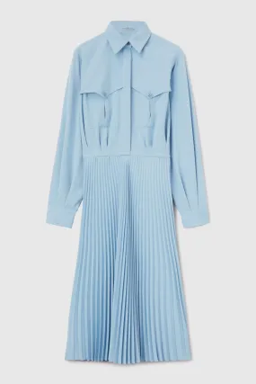 Chemisier dress with pleated skirt and pockets