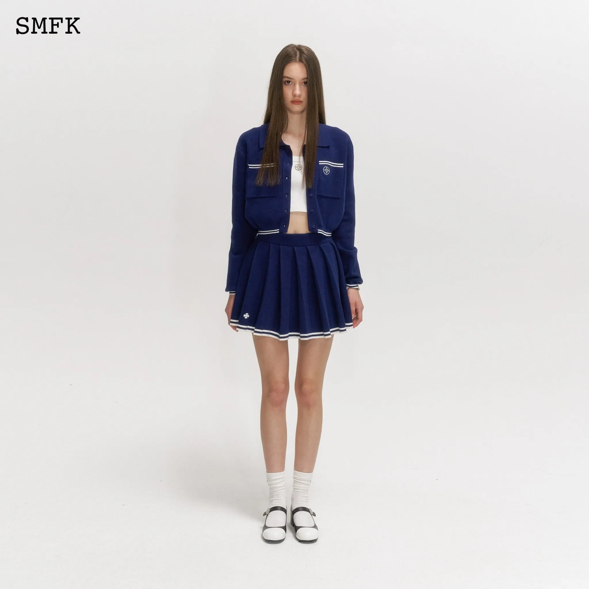 Compass Academy Navy Cashmere Pleated Skirt