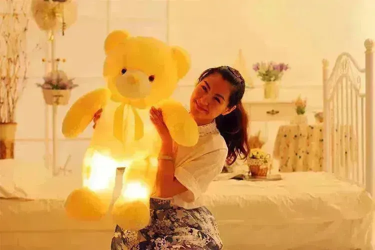Creative Light Up LED Teddy Bear Stuffed Animals Plush Toy Colorful Glowing Christmas Gift For Kids Pillow