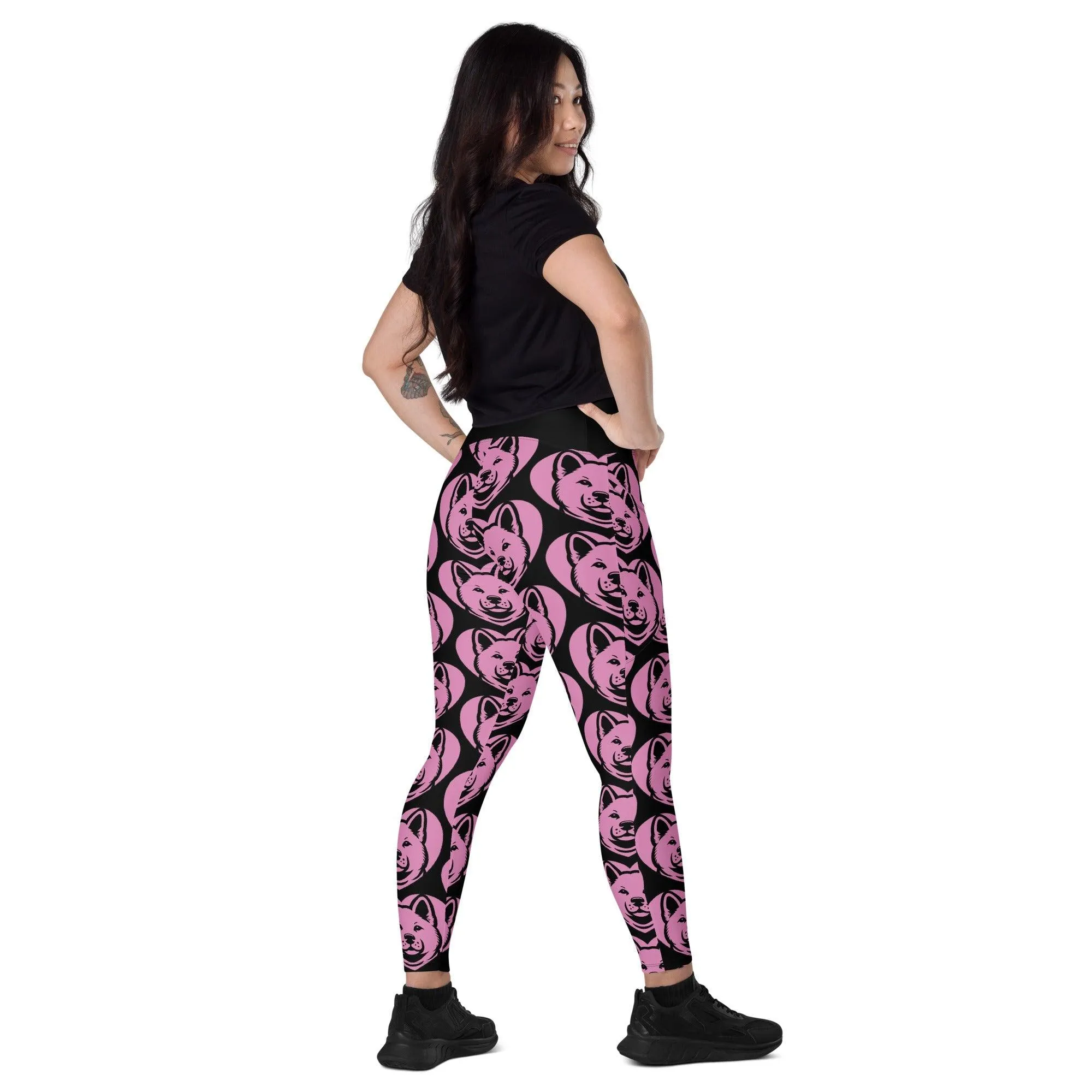 DOG BREED LEGGINGS with pockets - AKITA - HERTTAHOUND - pink