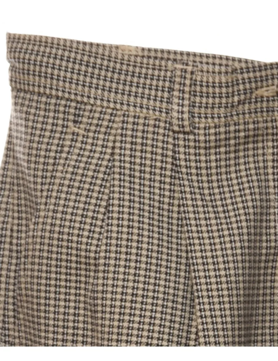 Dogtooth Design Light Brown & Dark Brown Trousers - W30 L29