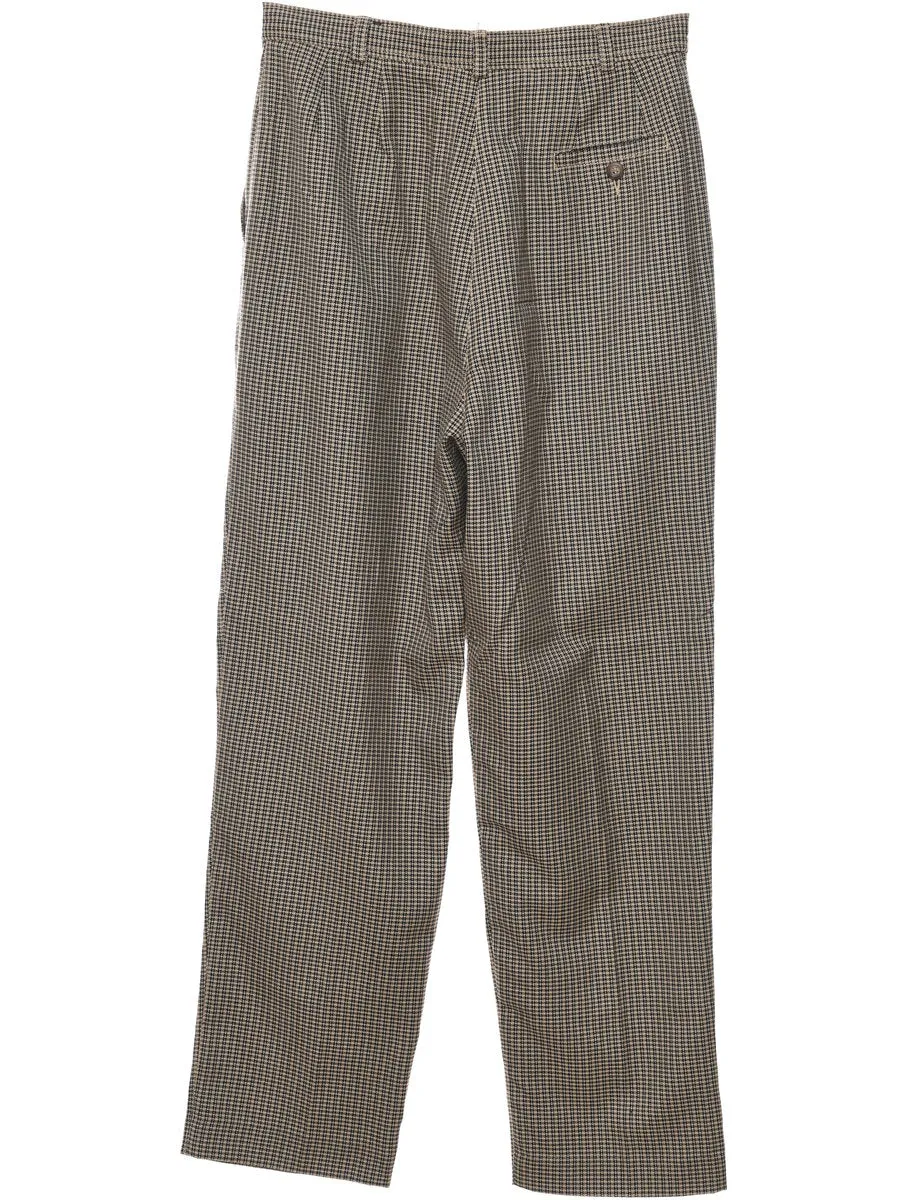 Dogtooth Design Light Brown & Dark Brown Trousers - W30 L29