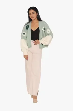 Elegant Embroidered Wool Blend Sweater