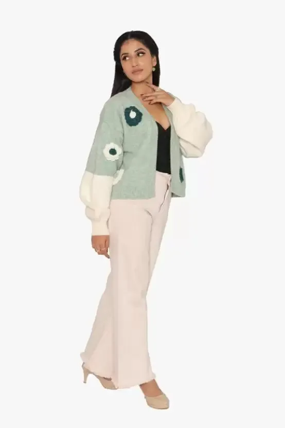 Elegant Embroidered Wool Blend Sweater