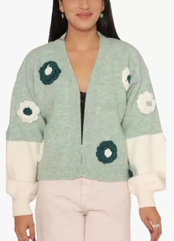 Elegant Embroidered Wool Blend Sweater