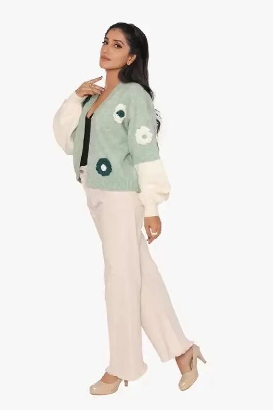 Elegant Embroidered Wool Blend Sweater