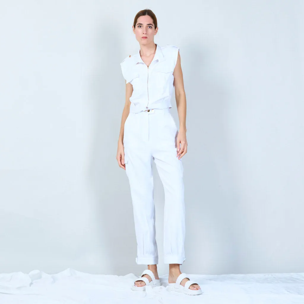 Elegant vest and trouser set with utility pockets wholesale