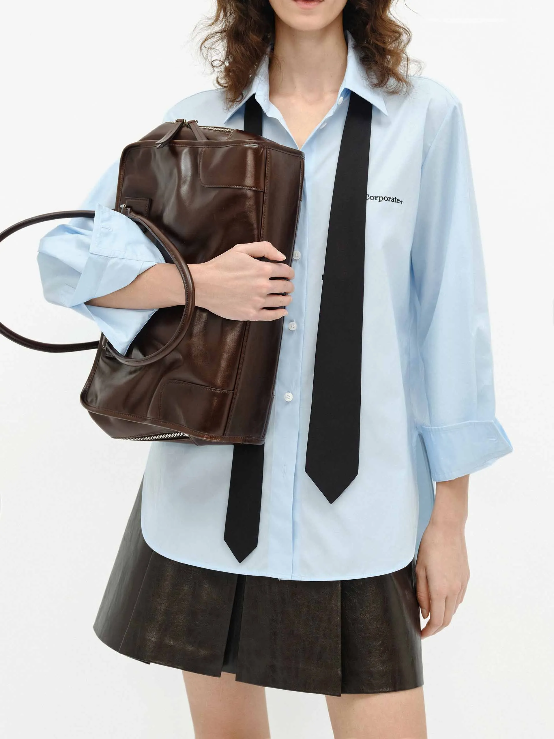 Faux Leather Pleated Skirt
