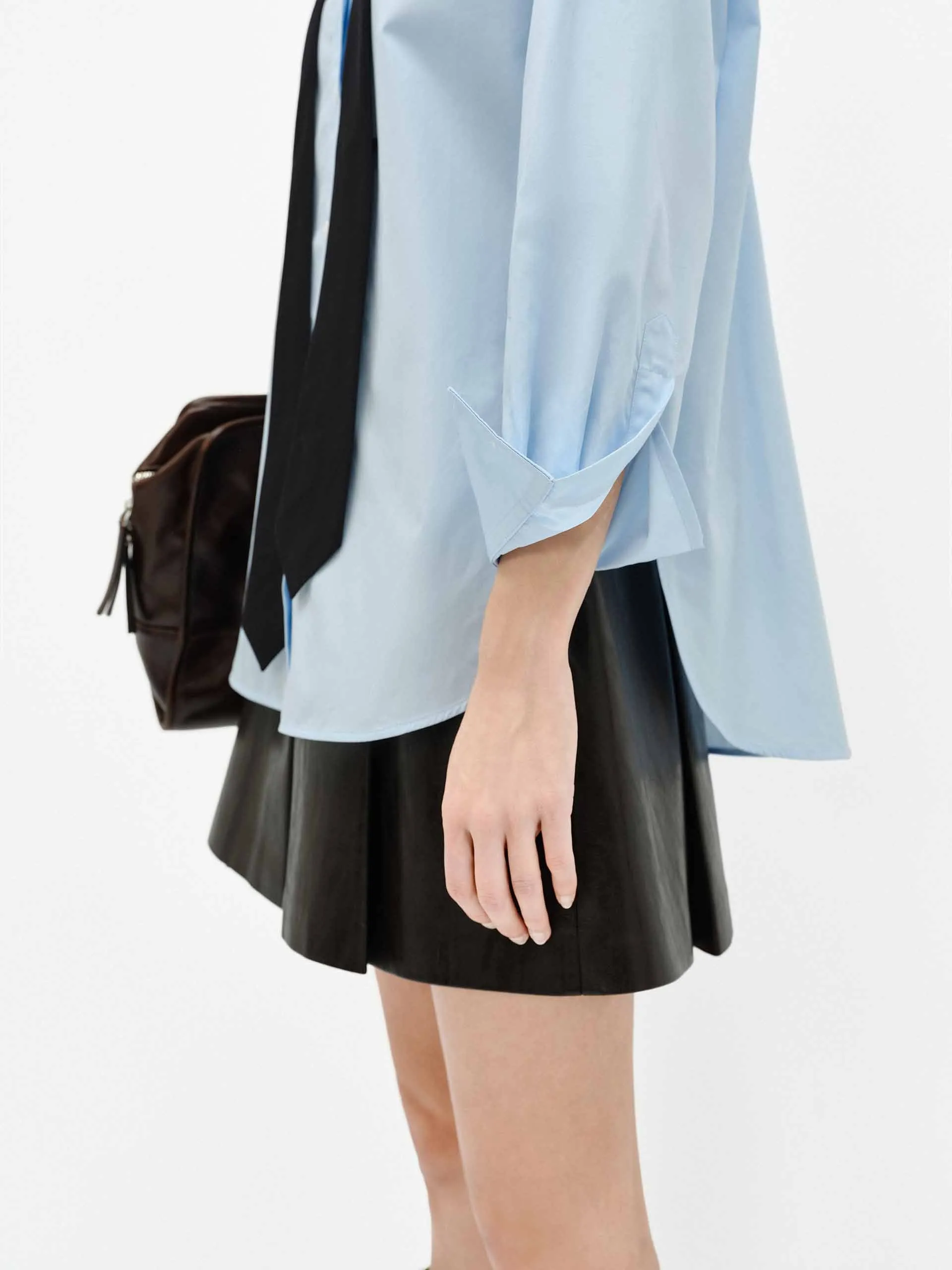 Faux Leather Pleated Skirt