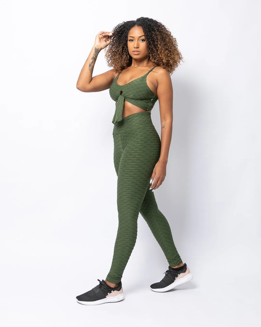 Forest Green V-Waist Scrunch Booty Leggings