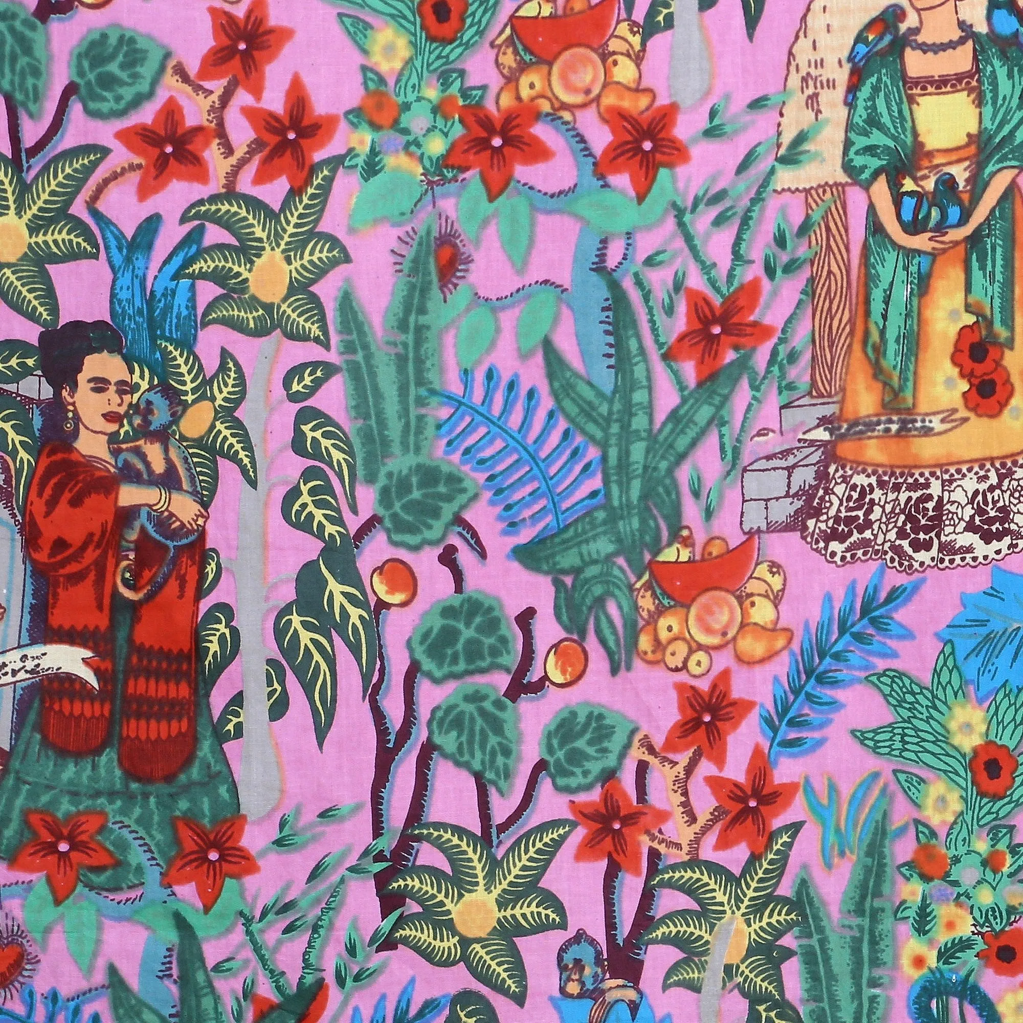 Frida Kahlo Cambric Curtain Pair Pink
