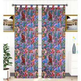 Frida Kahlo Cambric Curtain Pair Pink