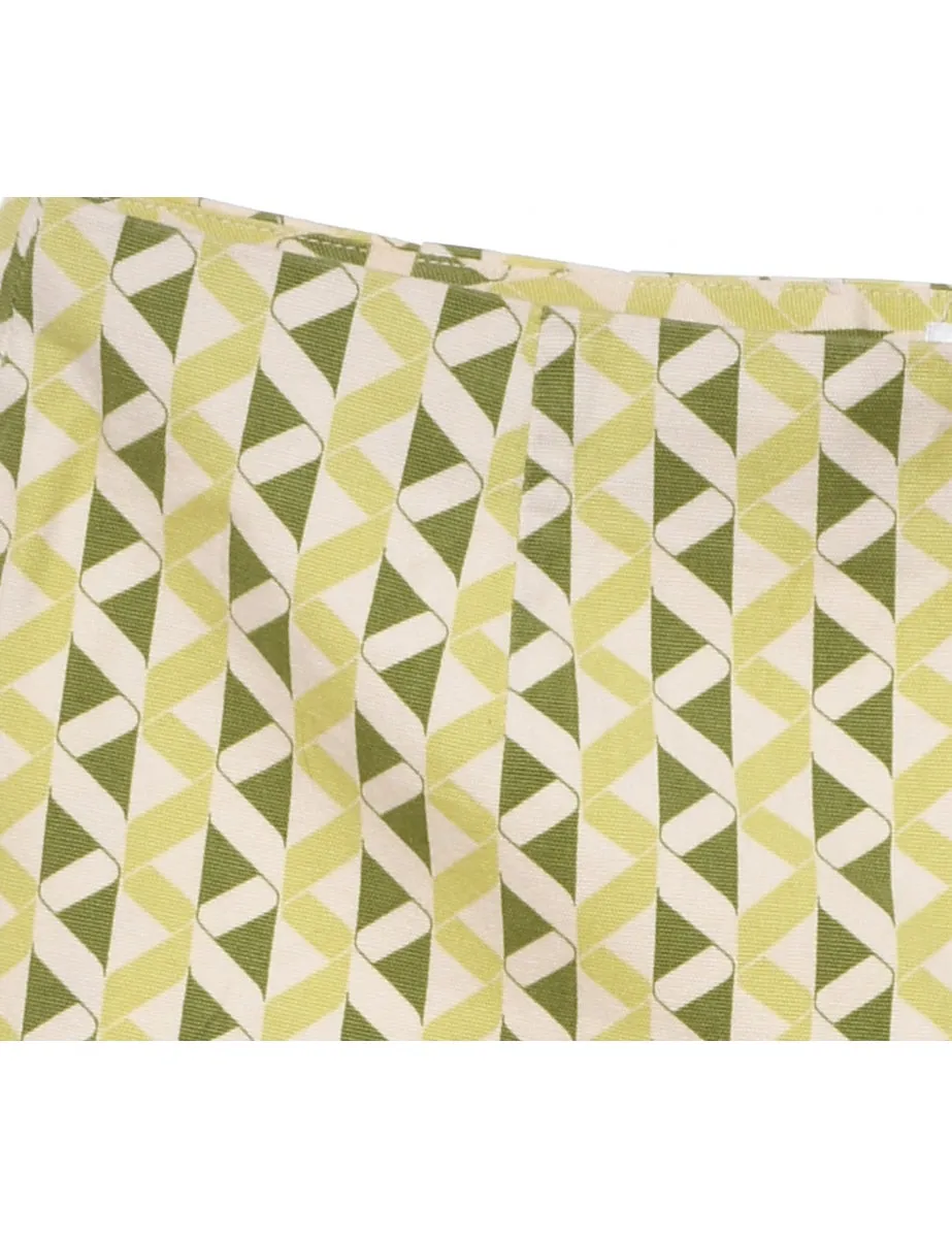 Geometric Pattern Light Green, Dark Green & White Trousers - W32 L23