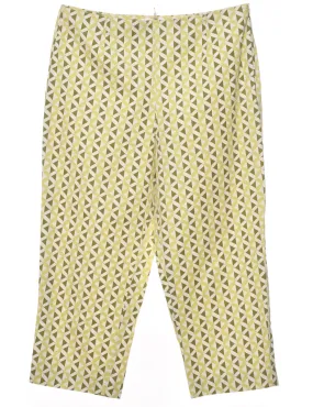 Geometric Pattern Light Green, Dark Green & White Trousers - W32 L23