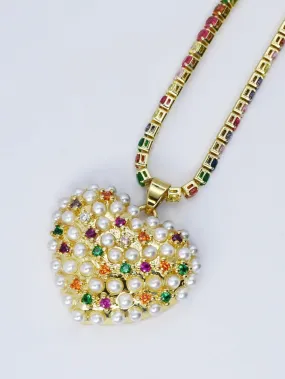 Glowing Heart Of Pearls Necklace