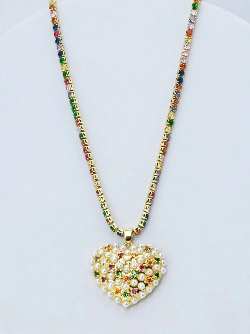 Glowing Heart Of Pearls Necklace