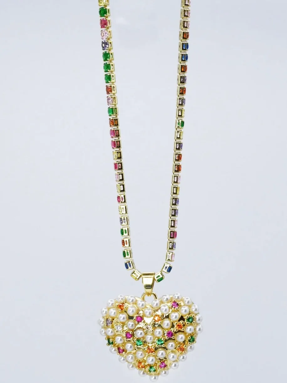 Glowing Heart Of Pearls Necklace